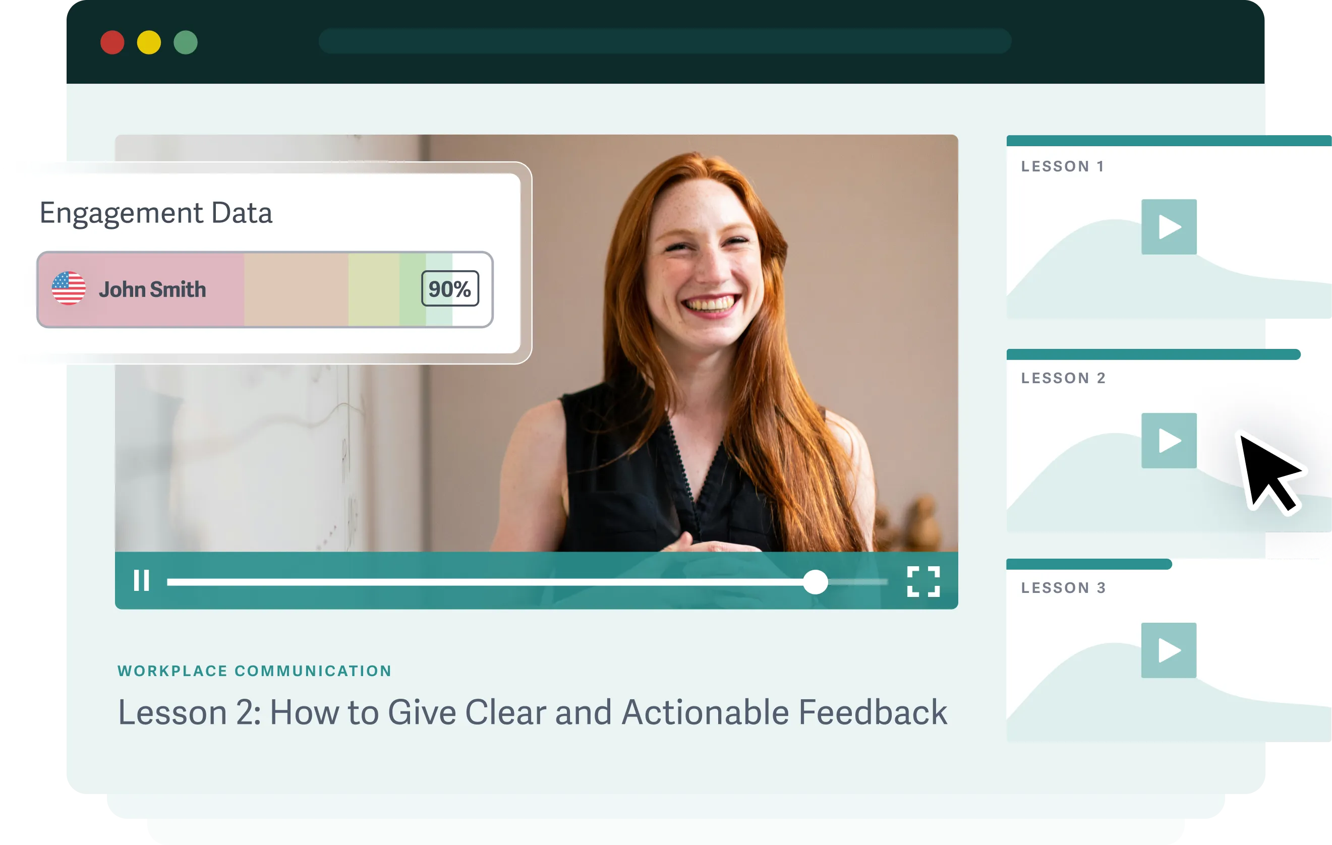 Abstracted highlights of a video course with viewer engagement tracking