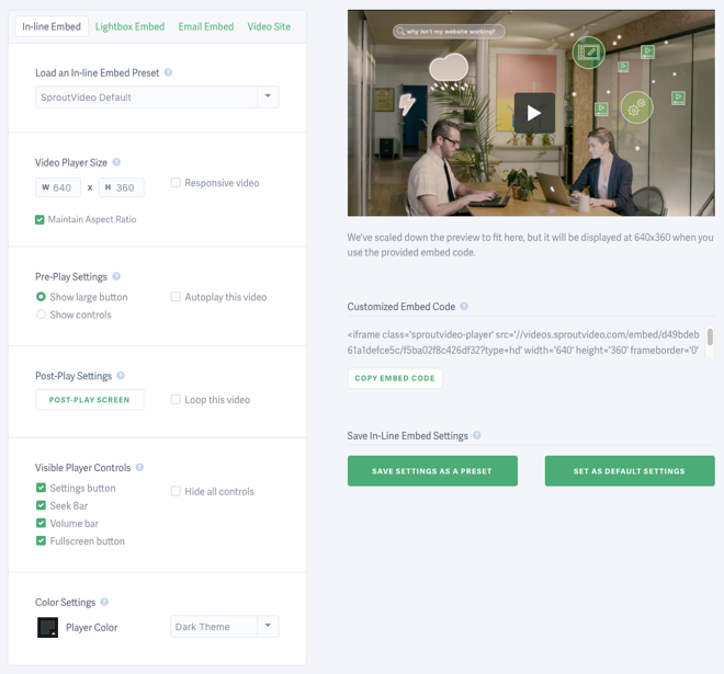 Customize the SproutVideo Player