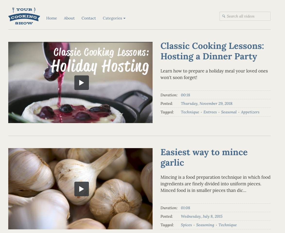 video website example