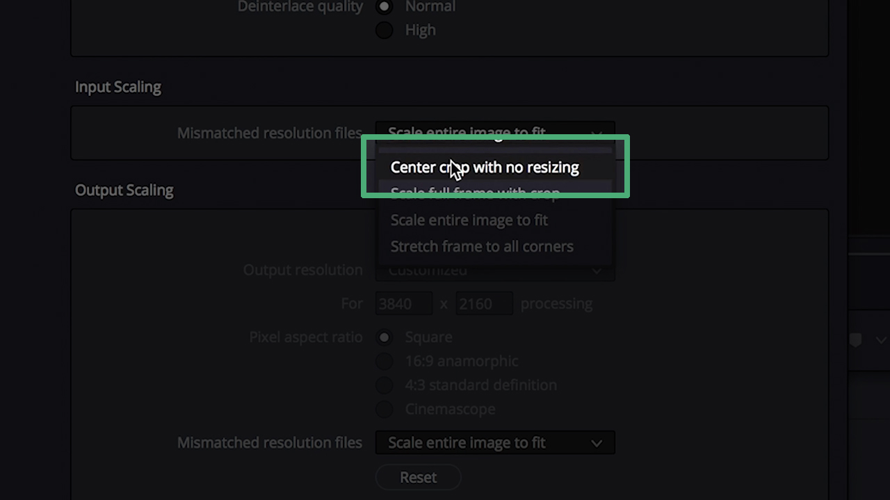 Center Crop No Resizing in DaVinci Resolve