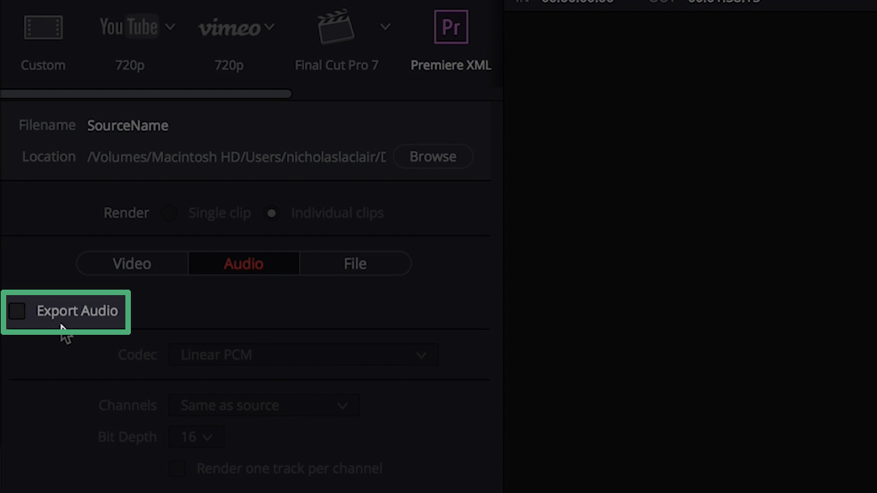 Uncheck Export Audio