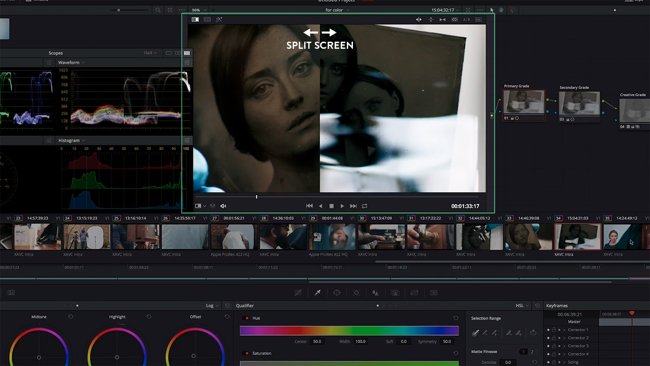 Split Screen for Color Grading DaVinci